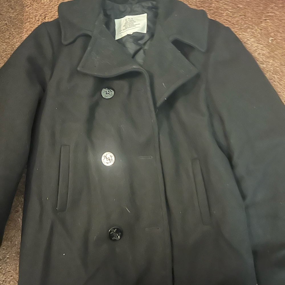 Classic Black Men Wool Pea Coat